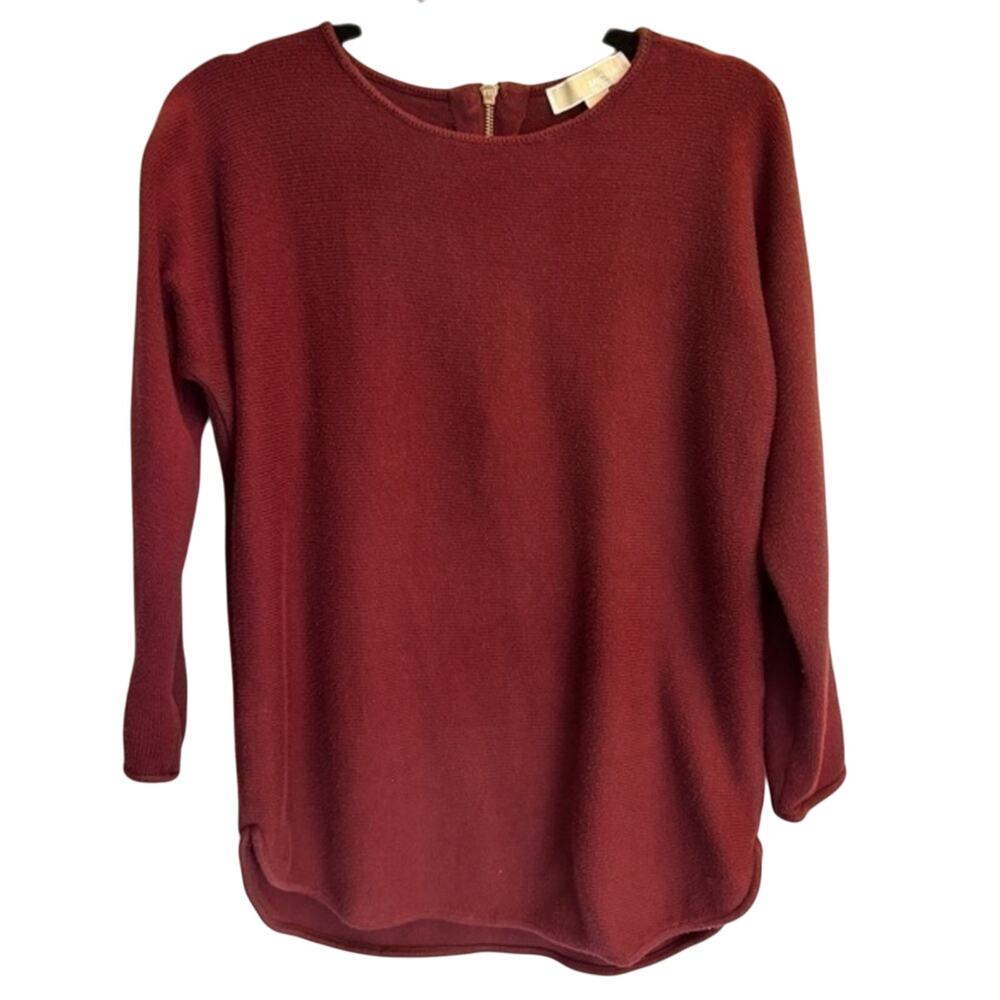 Michael Kors Sweater Women's Medium Burgundy Long Sleeve 1/3 Zip